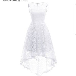 White Lace High-Low Dress
